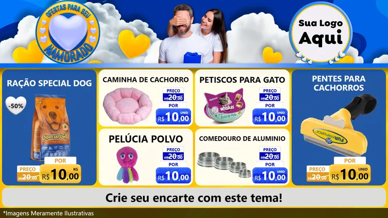 Modelo de TV para TV Horizontal com o tema Ofertas Para Seu Namorado para Pet Shop