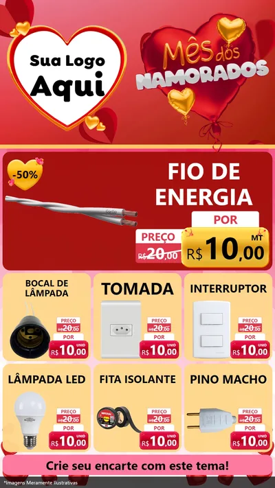 Modelo de Rede Social para Stories com o tema Mês dos Namorados para Materiais Elétricos