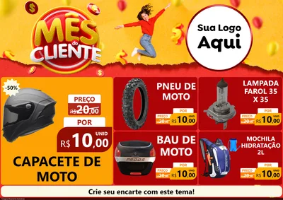Modelo de Encarte para Encarte A4 Horizontal com o tema Mês do Cliente para Moto peças