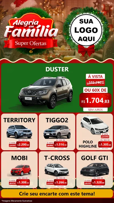 Modelo de Rede Social para Stories com o tema Alegria Em Família - Super Ofertas para Concessionaria de Carros
