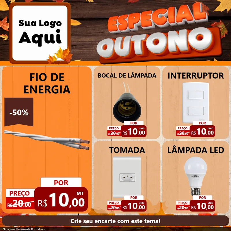 Modelo de Rede Social para Feed Facebook com o tema Especial Outono para Materiais Elétricos
