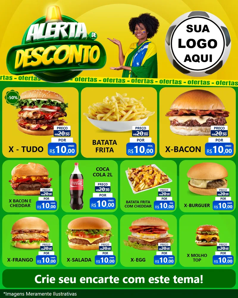 Modelo de Rede Social para Feed Instagram com o tema Alerta de Desconto para Hamburgueria