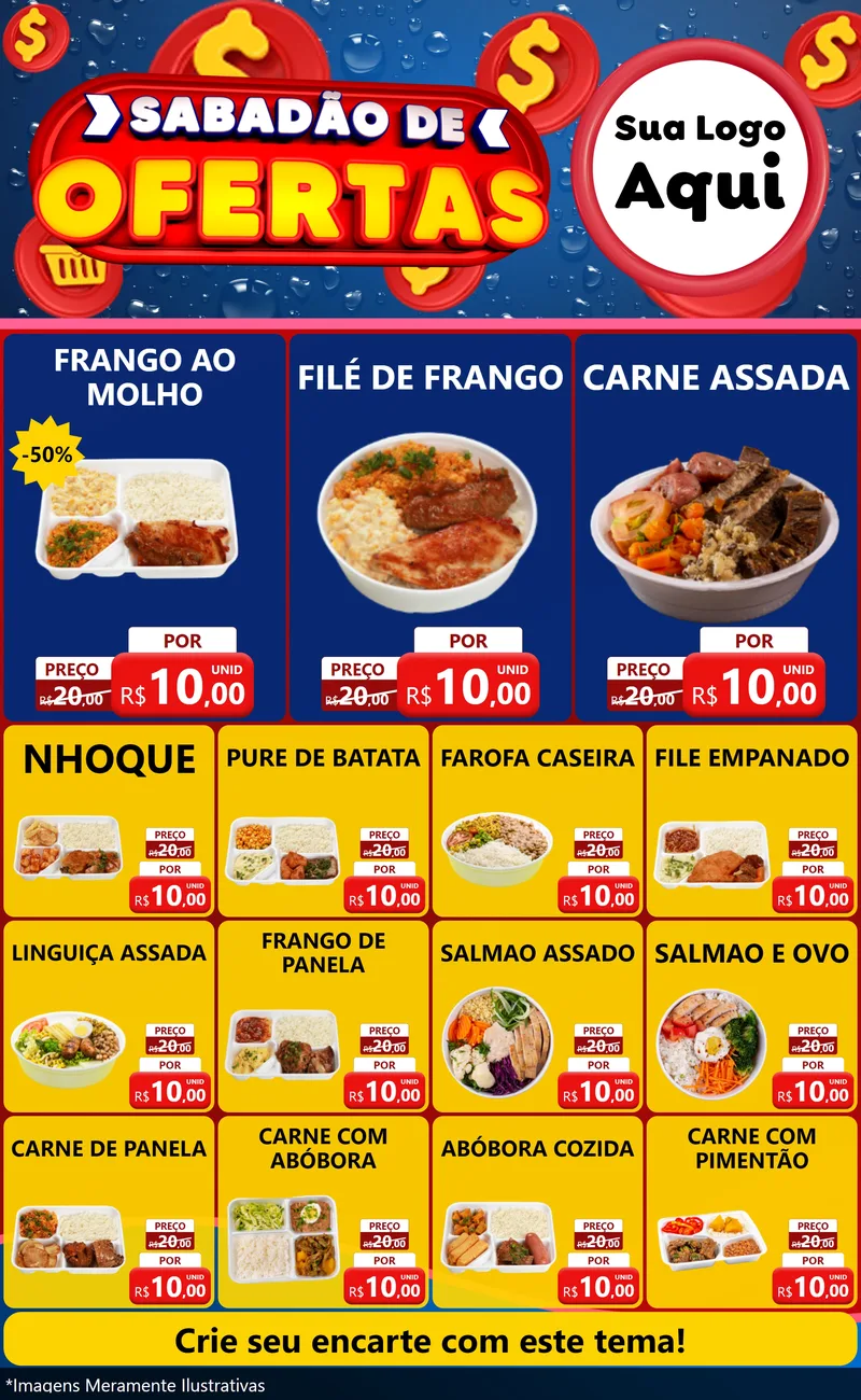 Modelo de Encarte para Encarte Grande com o tema Sabadão de Ofertas para Restaurante
