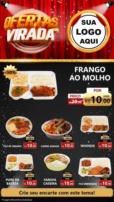 Modelo de Rede Social para Stories com o tema Ofertas da Virada para Restaurante