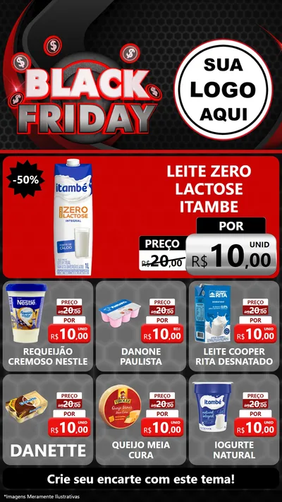 Modelo de Rede Social para Stories com o tema Black Friday para Frios e Laticínios