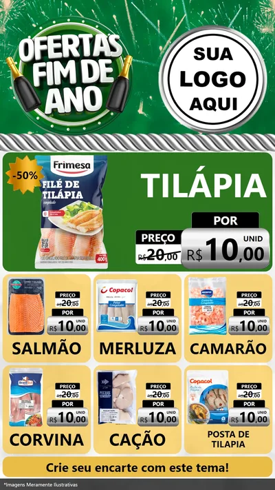 Modelo de Rede Social para Stories com o tema Ofertas Fim de Ano para Peixaria