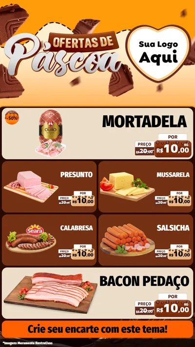Modelo de TV para TV Vertical com o tema Ofertas de Páscoa para Frios e Laticínios