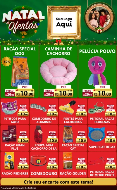 Modelo de Encarte para Encarte Grande com o tema Natal de Ofertas para Pet Shop