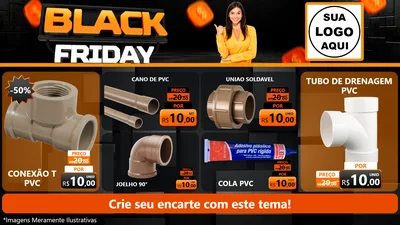 Modelo de TV para TV Horizontal com o tema Black Friday para Tubos e conexões