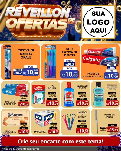 Modelo de Rede Social para Feed Instagram com o tema Réveillon de Ofertas para Higiene Pessoal