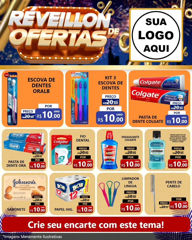 Modelo de Rede Social para Feed Instagram com o tema Réveillon de Ofertas para Higiene Pessoal