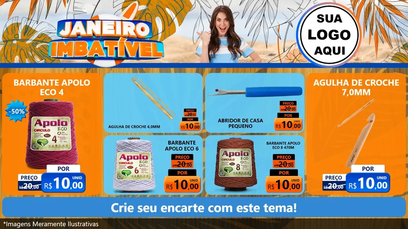 Modelo de TV para TV Horizontal com o tema Janeiro Imbatível para Armarinho e Aviamentos