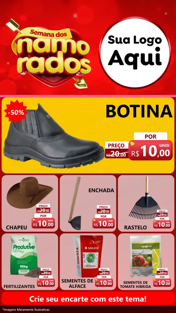 Modelo de Rede Social para Stories com o tema Semana dos namorados para Agropecuária