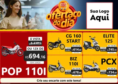 Modelo de Encarte para Encarte A4 Horizontal com o tema Ofertaço Do Dia para Concessionaria de Motos