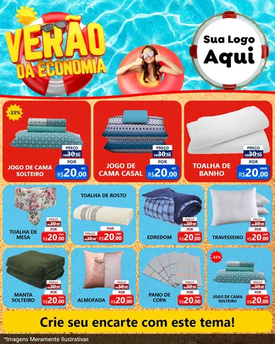 Modelo de Rede Social para Feed Instagram com o tema Verão da Economia para Cama, Mesa e Banho