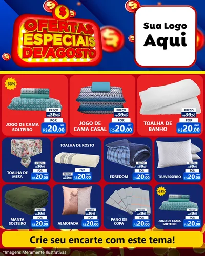 Modelo de Rede Social para Feed Instagram com o tema Ofertas Especiais de Agosto para Cama, Mesa e Banho
