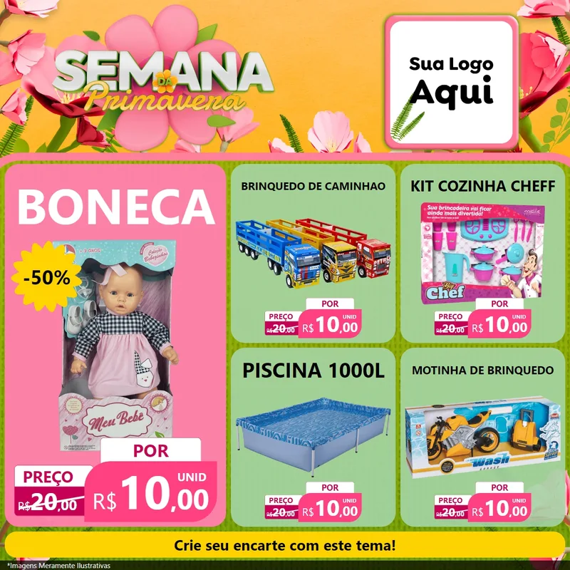 Modelo de Rede Social para Feed Facebook com o tema Semana da Primavera para Brinquedos
