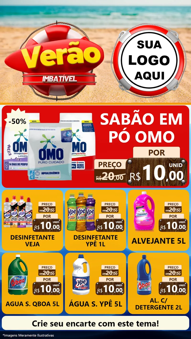 Modelo de Rede Social para Stories com o tema Verão Imbatível para Produtos de Limpeza