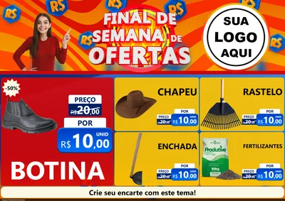 Modelo de Encarte para Encarte A4 Horizontal com o tema Final de Semana de Ofertas para Agropecuária