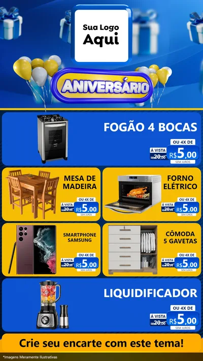 Modelo de TV para TV Vertical com o tema Aniversário para Móveis e Eletro