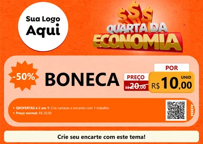 Modelo de Cartaz para Cartaz A4 Horizontal com o tema Quarta da Economia para Brinquedos