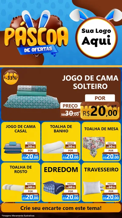 Modelo de Rede Social para Stories com o tema Páscoa de Ofertas para Cama, Mesa e Banho