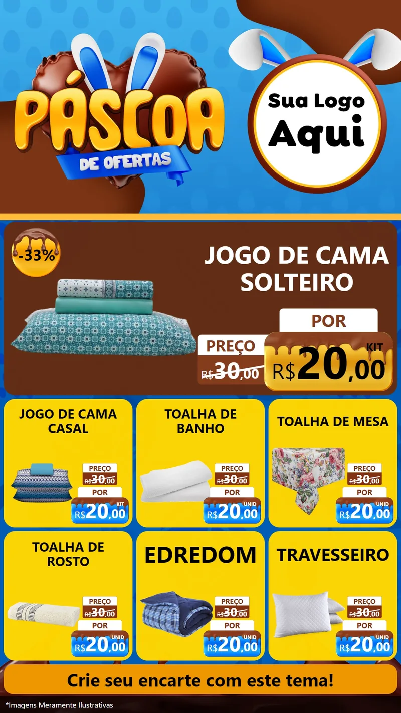 Modelo de Rede Social para Stories com o tema Páscoa de Ofertas para Cama, Mesa e Banho