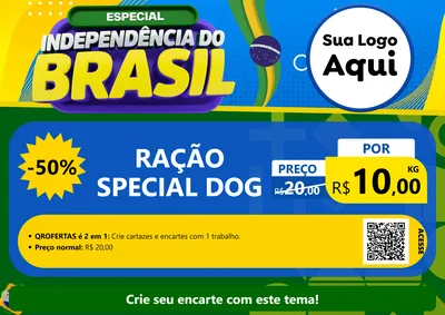 Modelo de Cartaz para Cartaz A4 Horizontal com o tema Especial Independência do Brasil para Pet Shop