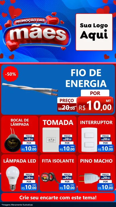 Modelo de Rede Social para Stories com o tema Promoção das Mães para Materiais Elétricos