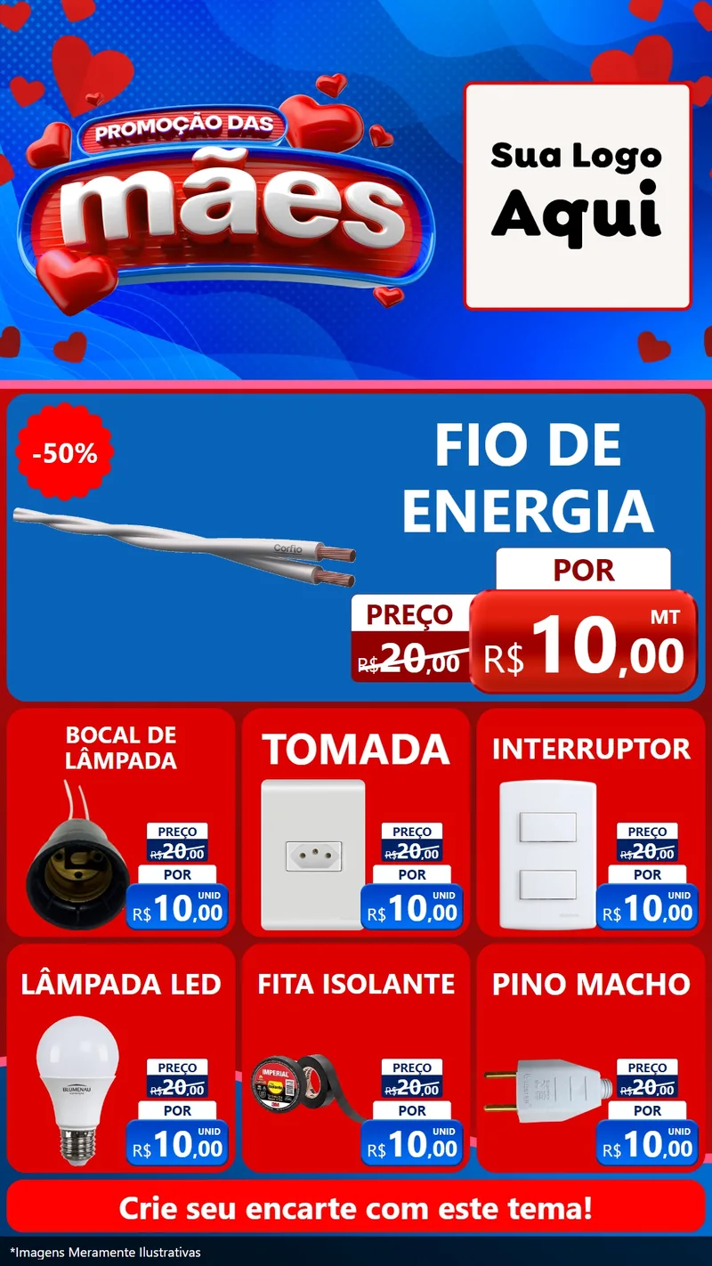 Modelo de Rede Social para Stories com o tema Promoção das Mães para Materiais Elétricos