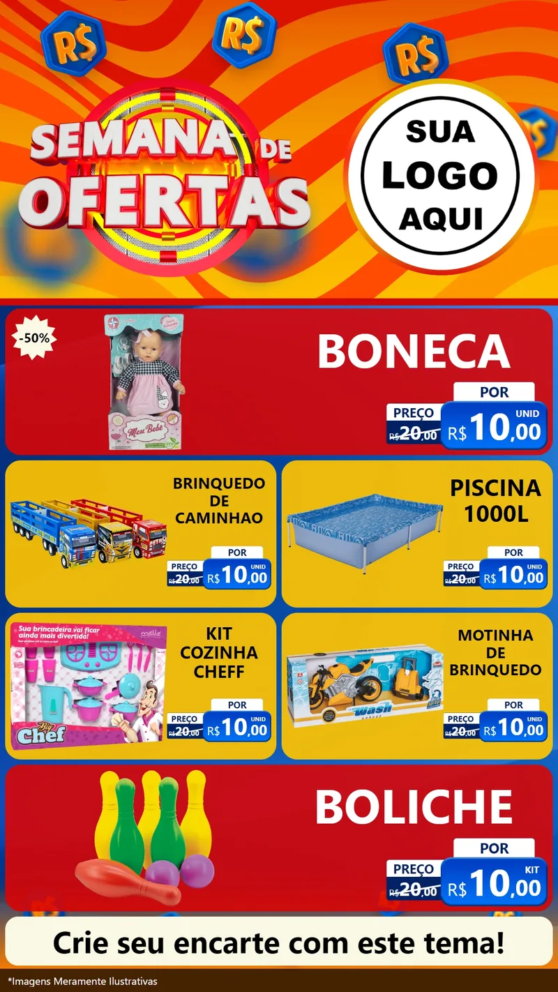 Modelo de TV para TV Vertical com o tema Semana de Ofertas para Brinquedos