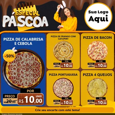 Modelo de Rede Social para Feed Facebook com o tema Especial Páscoa para Pizzaria