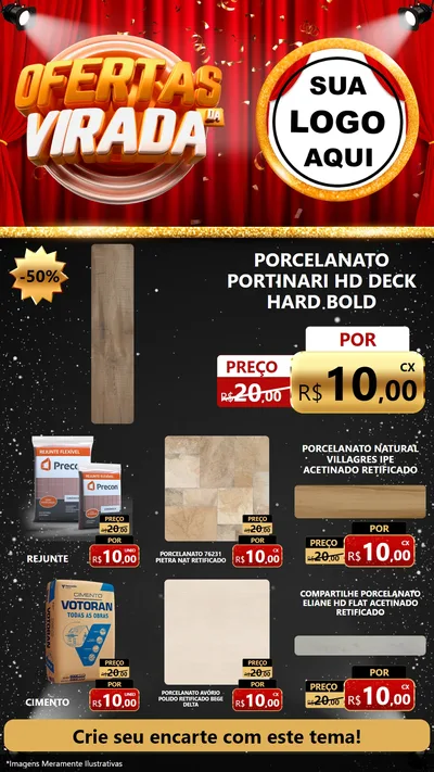 Modelo de Rede Social para Stories com o tema Ofertas da Virada para Pisos e revestimentos
