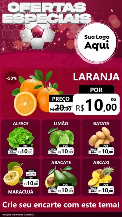 Modelo de Rede Social para Stories com o tema Ofertas Especiais - Futebol para Hortifrúti