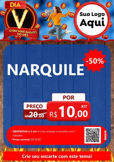 Modelo de Cartaz para Cartaz A4 Vertical com o tema Dia V - O Dia Mais Barato Do Mês para Tabacaria