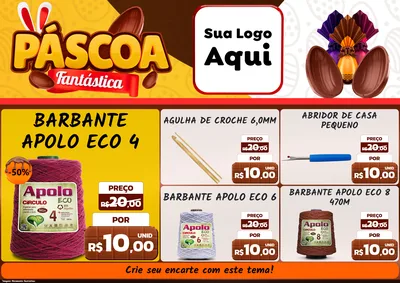 Modelo de Encarte para Encarte A4 Horizontal com o tema Páscoa Fantástica para Armarinho e Aviamentos