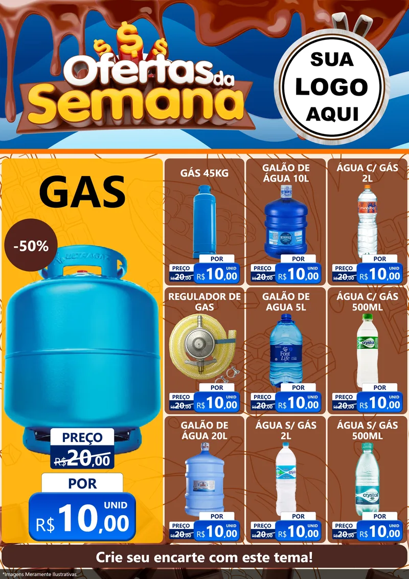 Modelo de Encarte para Encarte A4 Vertical com o tema Ofertas da Semana - Páscoa para Água e gás