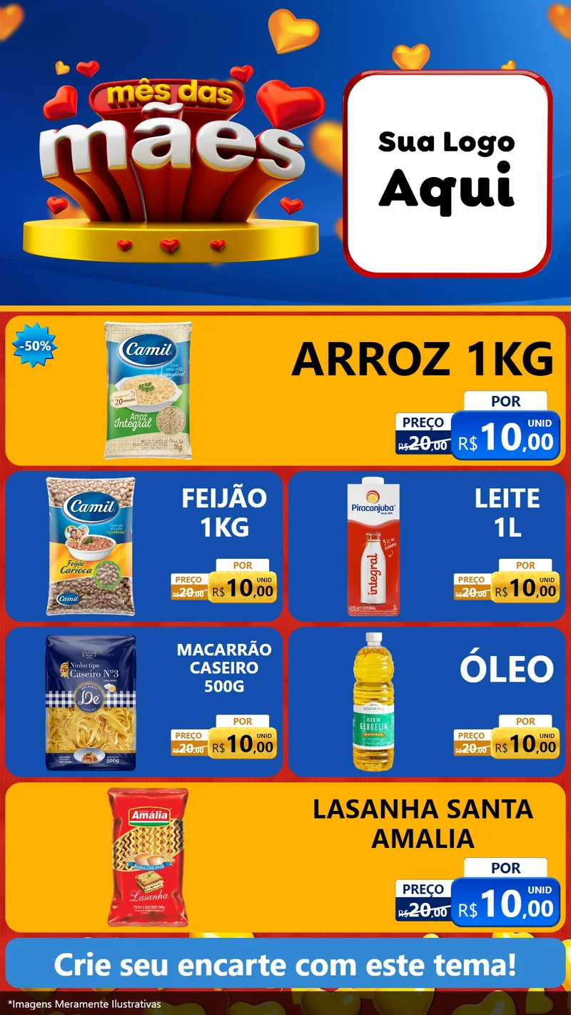Modelo de TV para TV Vertical com o tema Mês das Mães para Supermercado
