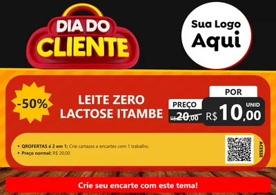 Modelo de Cartaz para Cartaz A4 Horizontal com o tema Dia do Cliente para Frios e Laticínios