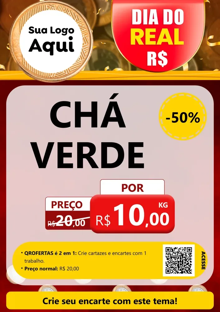 Modelo de Cartaz para Cartaz A4 Vertical com o tema Dia do Real para Produtos Naturais