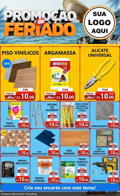 Modelo de Encarte para Encarte Grande com o tema Promoção de Feriado para Material para Construção