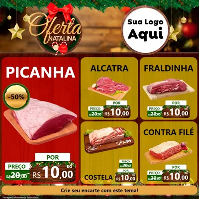 Modelo de Rede Social para Feed Facebook com o tema Ofertas Natalina para Açougue