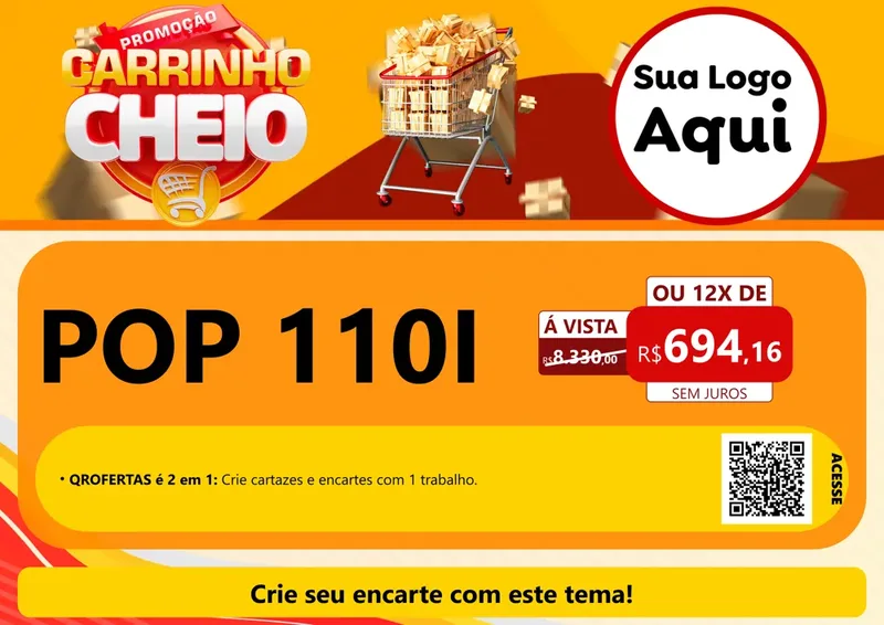 Modelo de Cartaz para Cartaz A4 Horizontal com o tema Promoção carrinho cheio para Concessionaria de Motos