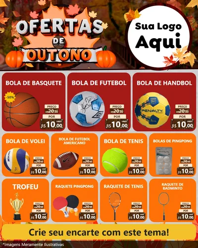 Modelo de Rede Social para Feed Instagram com o tema Ofertas de Outono para Artigos Esportivos
