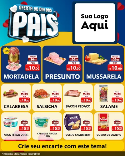 Modelo de Rede Social para Feed Instagram com o tema Oferta Do Dia Dos Pais para Frios e Laticínios