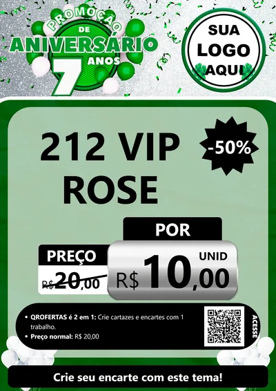 Modelo de Cartaz para Cartaz A4 Vertical com o tema Promoção de Aniversário - 7 Anos para Perfumes