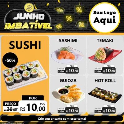 Modelo de Rede Social para Feed Facebook com o tema Junho Imbatível para Comida japonesa