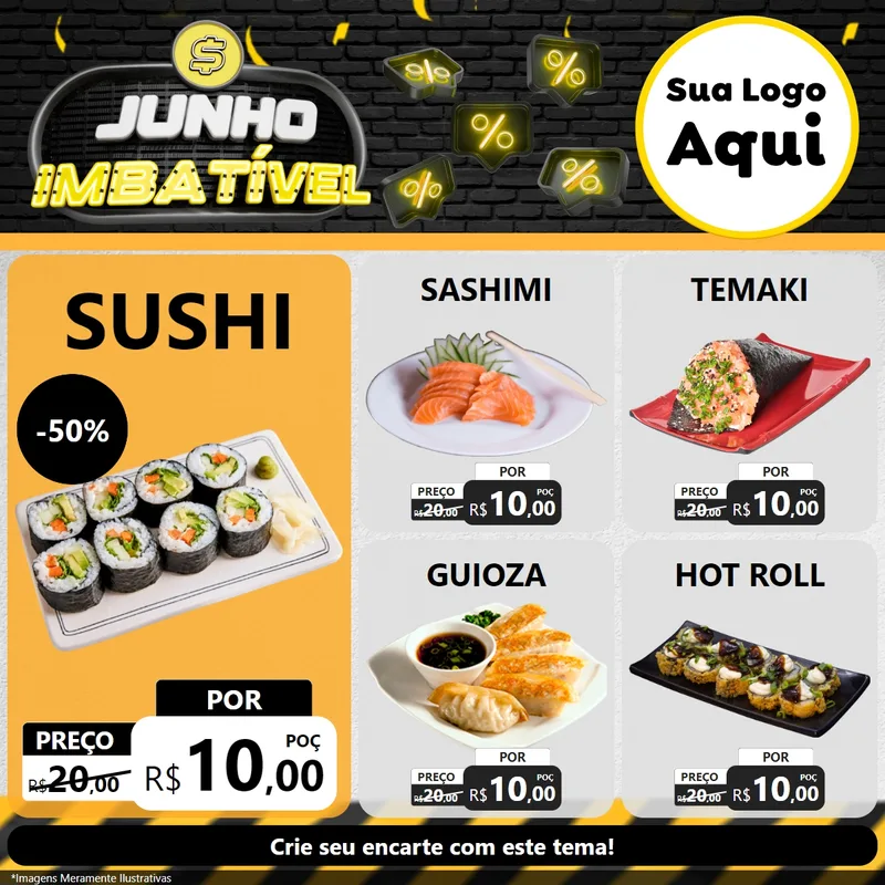 Modelo de Rede Social para Feed Facebook com o tema Junho Imbatível para Comida japonesa