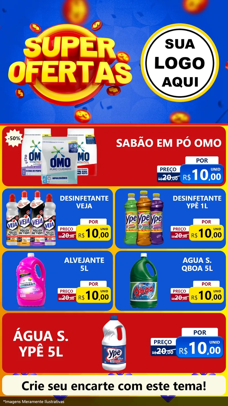 Modelo de TV para TV Vertical com o tema Super Ofertas para Produtos de Limpeza