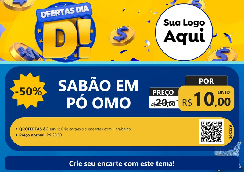 Modelo de Cartaz para Cartaz A4 Horizontal com o tema Ofertas Dia D para Produtos de Limpeza